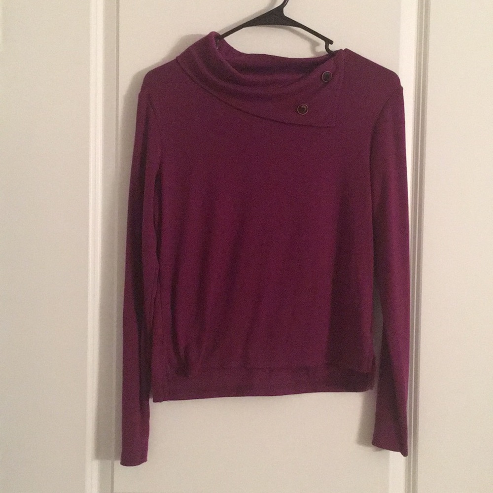 Purple cowl neck blouse